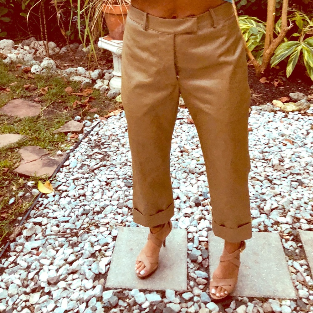WILLIAM BASE gold cotton cropped pants sz 0 New
